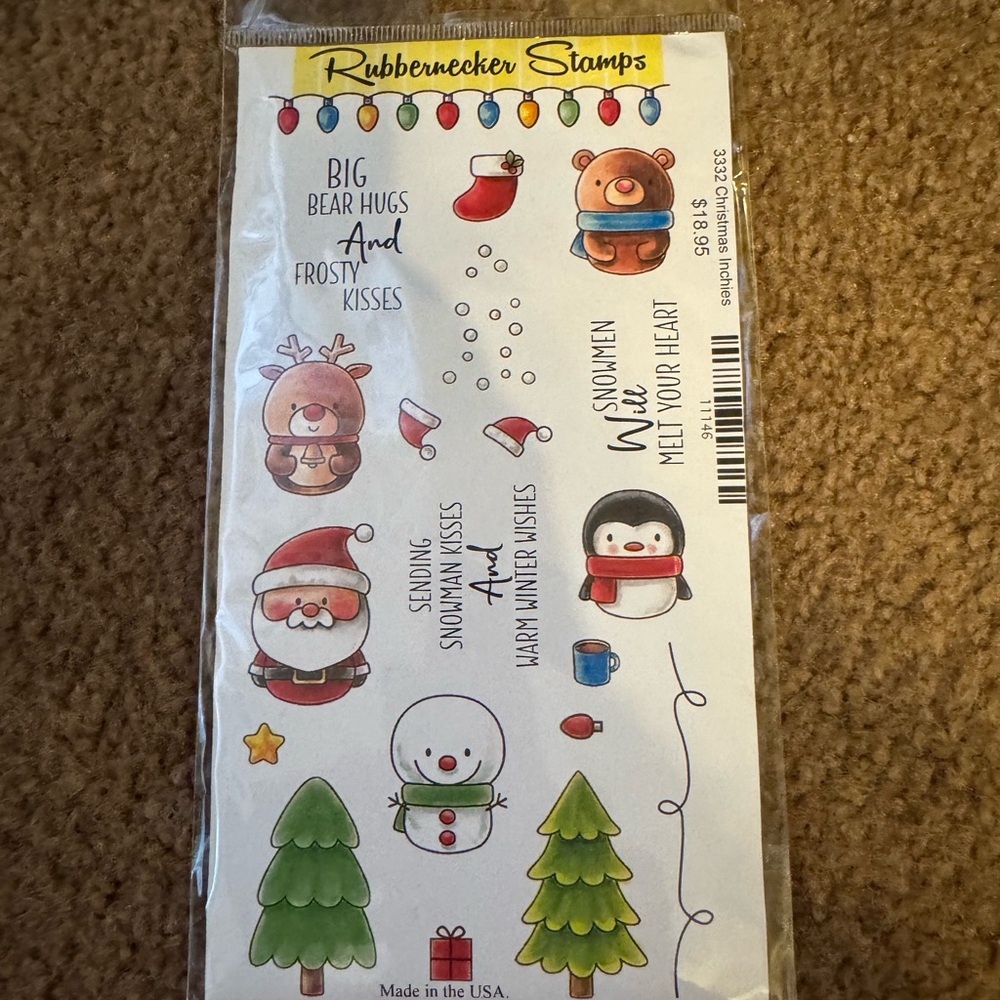Rubbernecker Stamps Christmas Winterscape Stamp Set - Green, Red, White